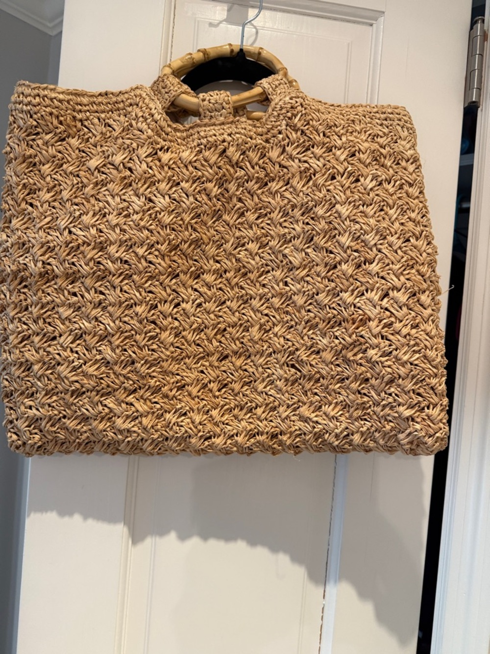 Woven Straw Satchel Bag in Natural Tan